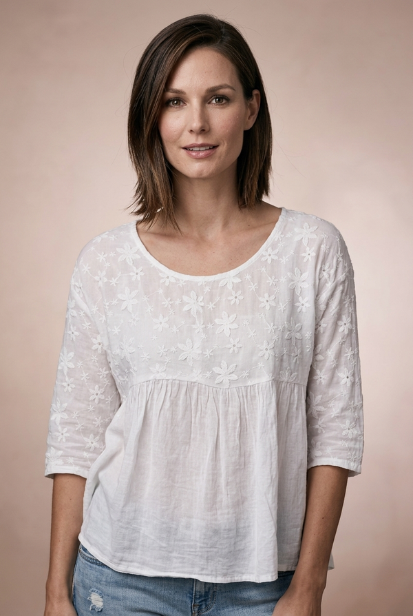 Laure | Bestickte Bluse mit Blumen