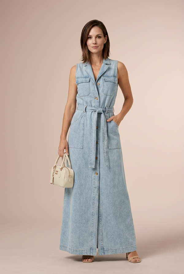 Georgina | Maxikleid aus Denim